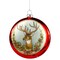Northlight Glittered Reindeer with Wreath Glass Disc Christmas Ornament - 4" - Red